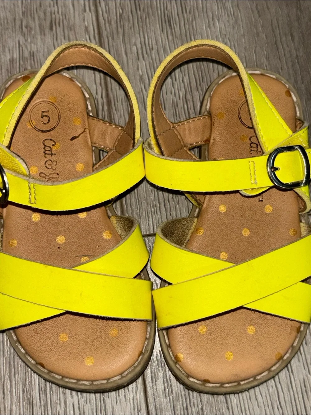 Yellow Criss Cross Sandals Girls Size 5 Toddler Shoes Cat & Jack